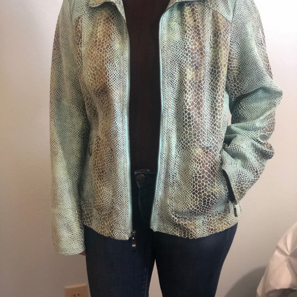 Dialogue Faux Leather Python Print Jacket - image 2